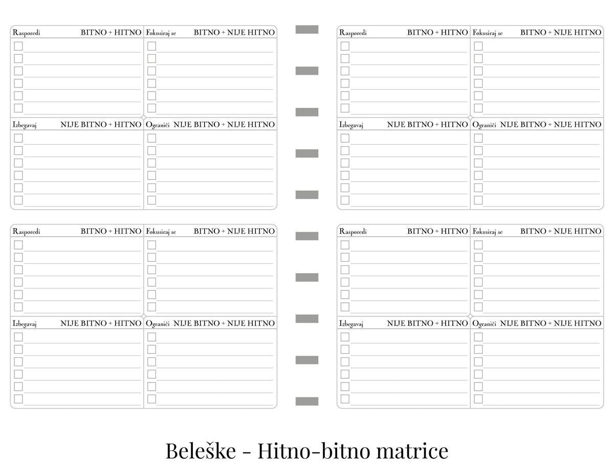 Standardni planer sa delom za beleške (A5)