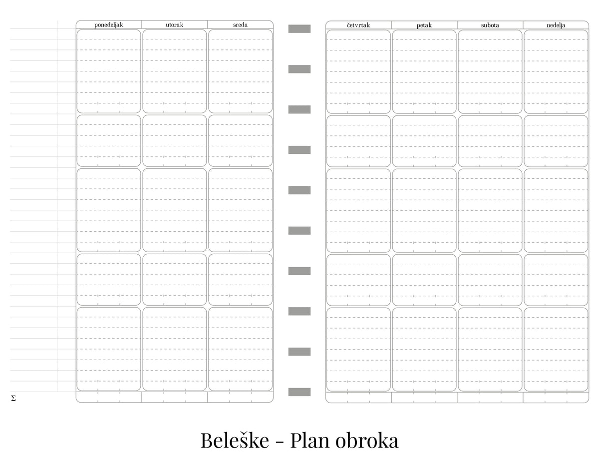 Standardni planer sa delom za beleške (A5)