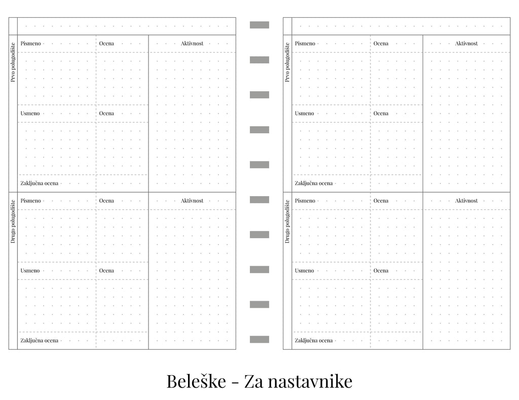 Standardni planer sa delom za beleške (A5)
