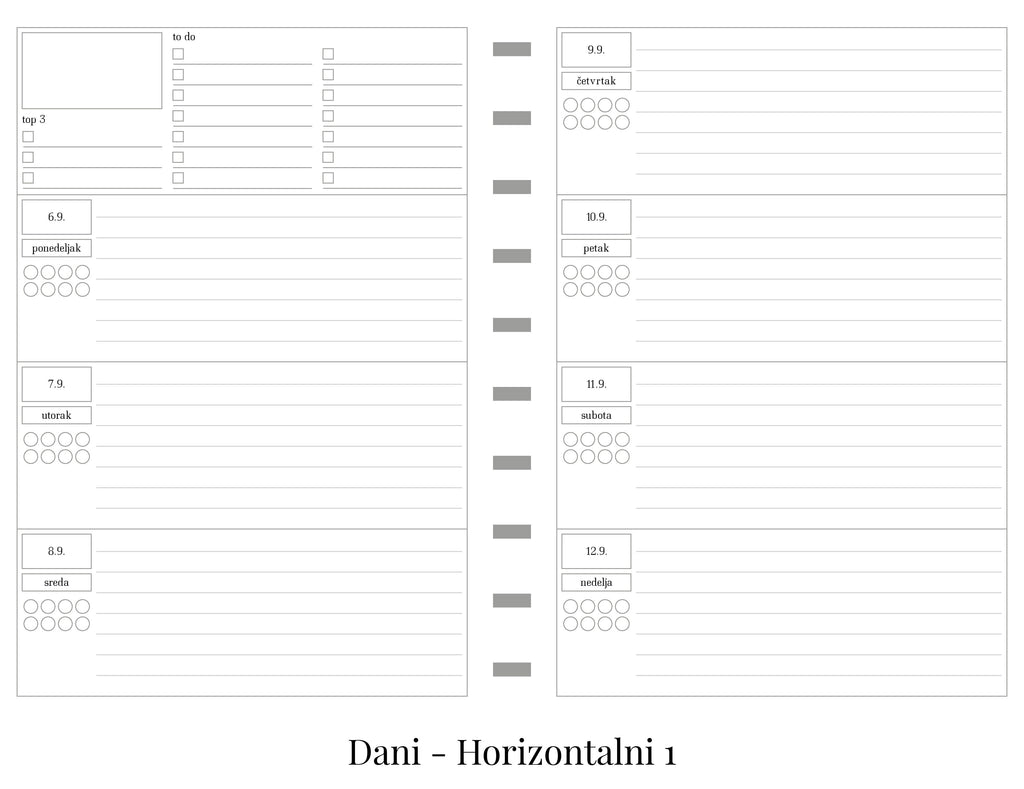 Standardni planer sa delom za beleške (A5)