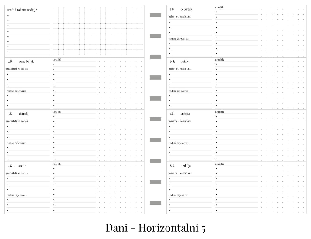 Standardni planer bez dela za beleške (A5)