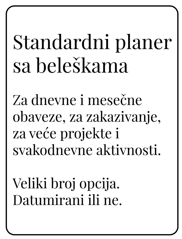 Standardni planer sa delom za beleške (A5)