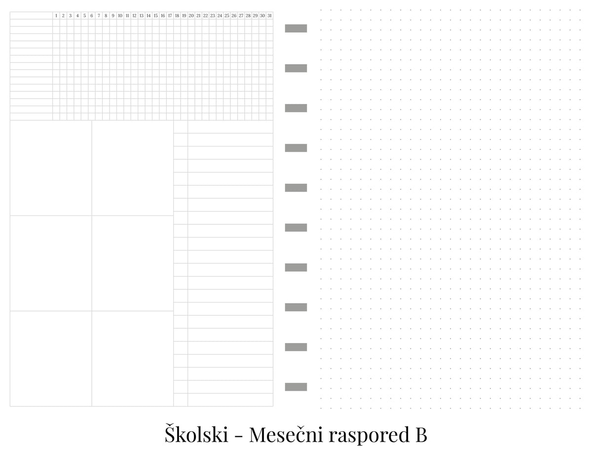 Školski planer sa delom za beleške (A5)