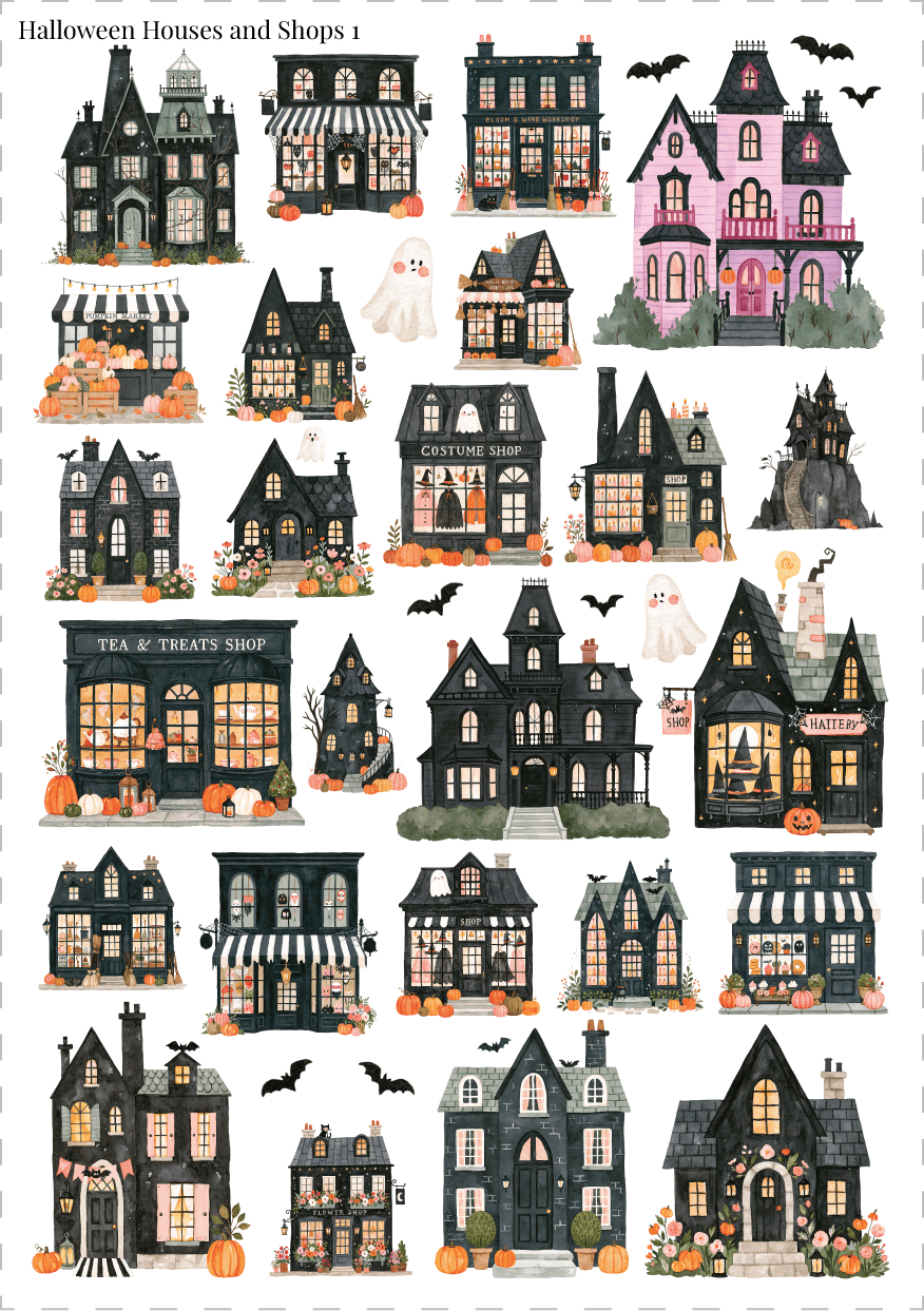 Stikeri "Halloween Houses and Shops 1"