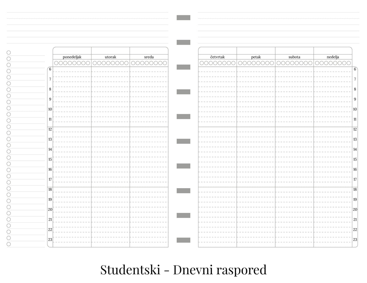 Studentski planer sa delom za beleške (A5)