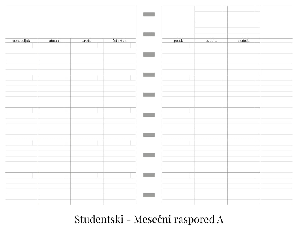 Studentski planer sa delom za beleške (A5)