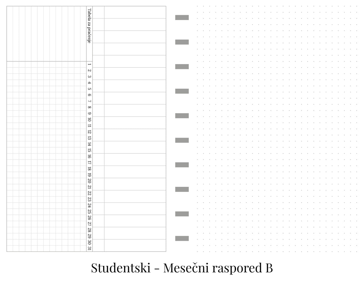 Studentski planer sa delom za beleške (A5)
