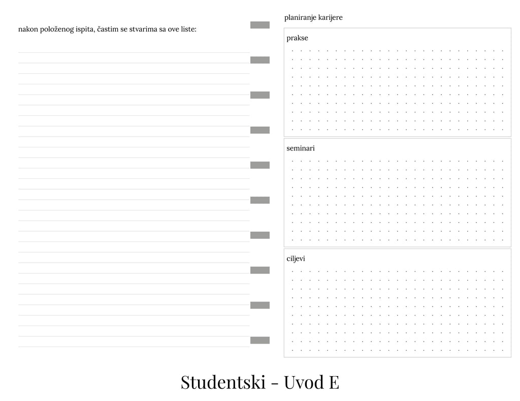Studentski planer sa delom za beleške (A5)