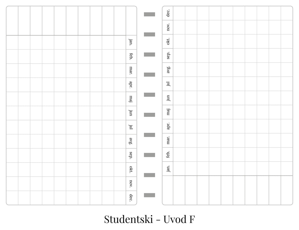 Studentski planer bez dela za beleške (A5)