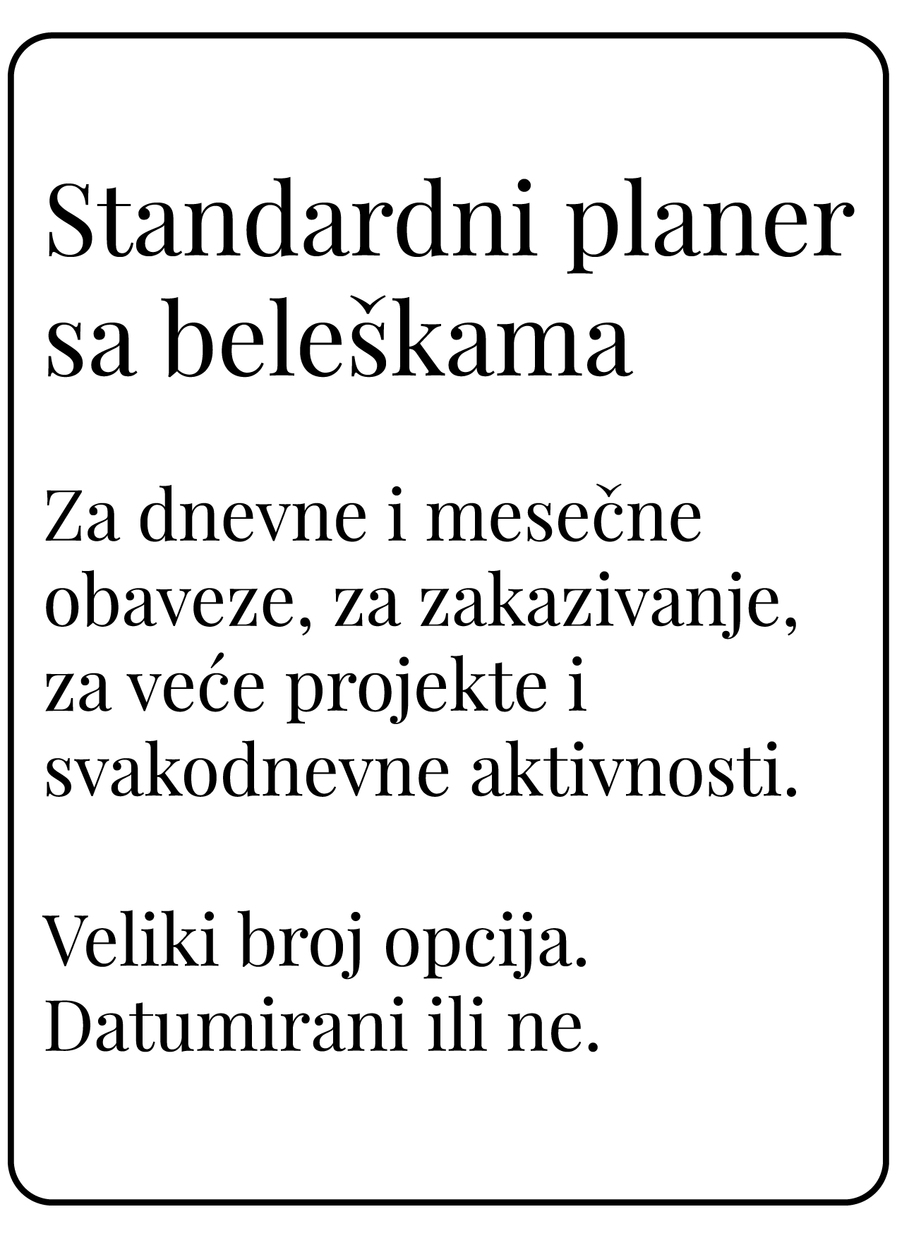 Standardni planer sa delom za beleške (A5)