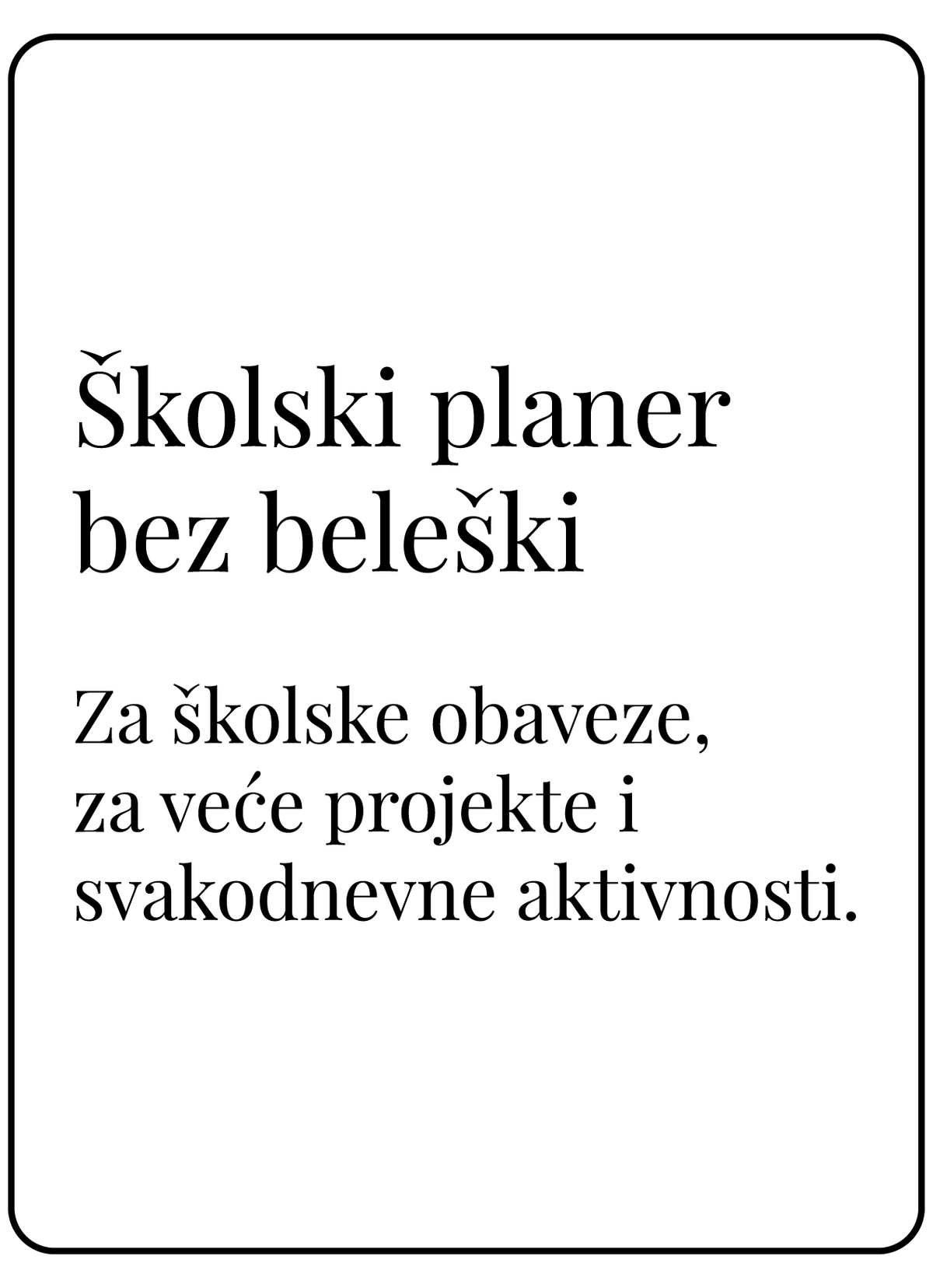 Školski planer bez dela za beleške (A5)