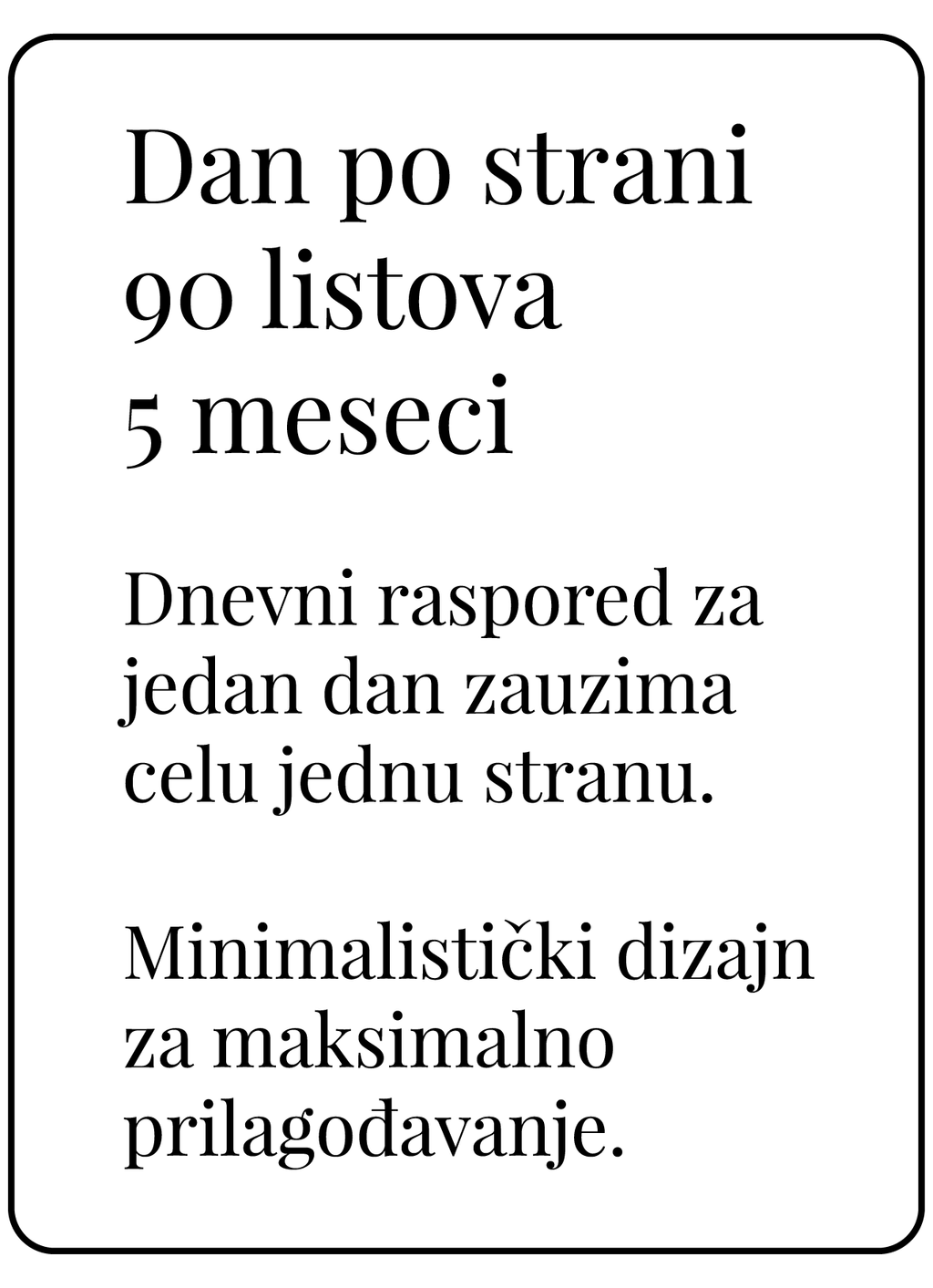 Planer dan-po-strani sa 90 listova | 5 meseci (A5)