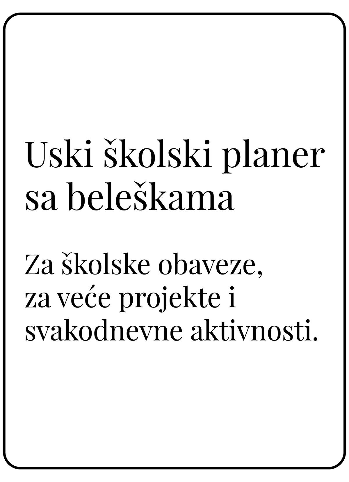 Uski školski planer sa delom za beleške (99x210)