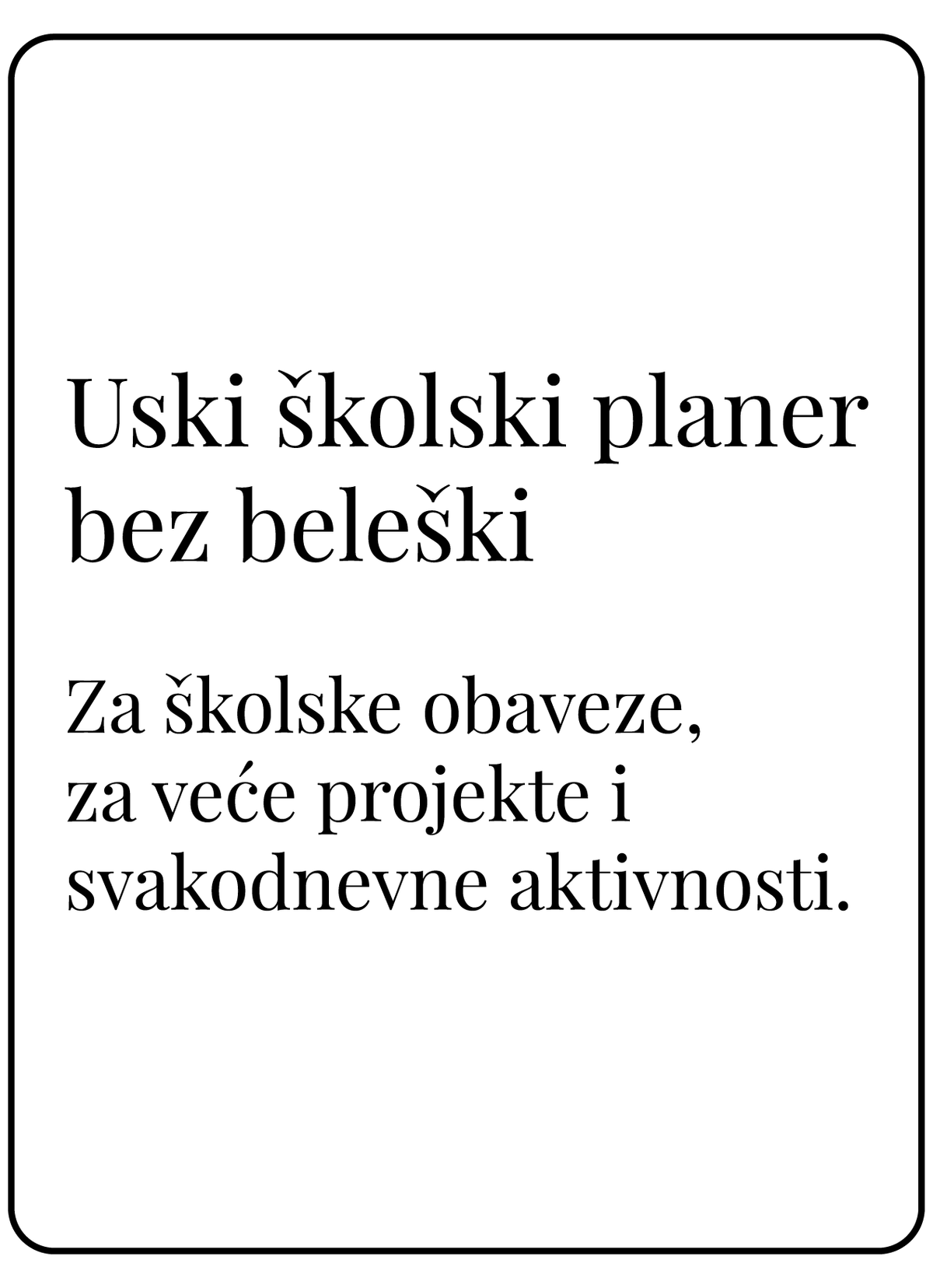 Uski školski planer bez dela za beleške (99x210)